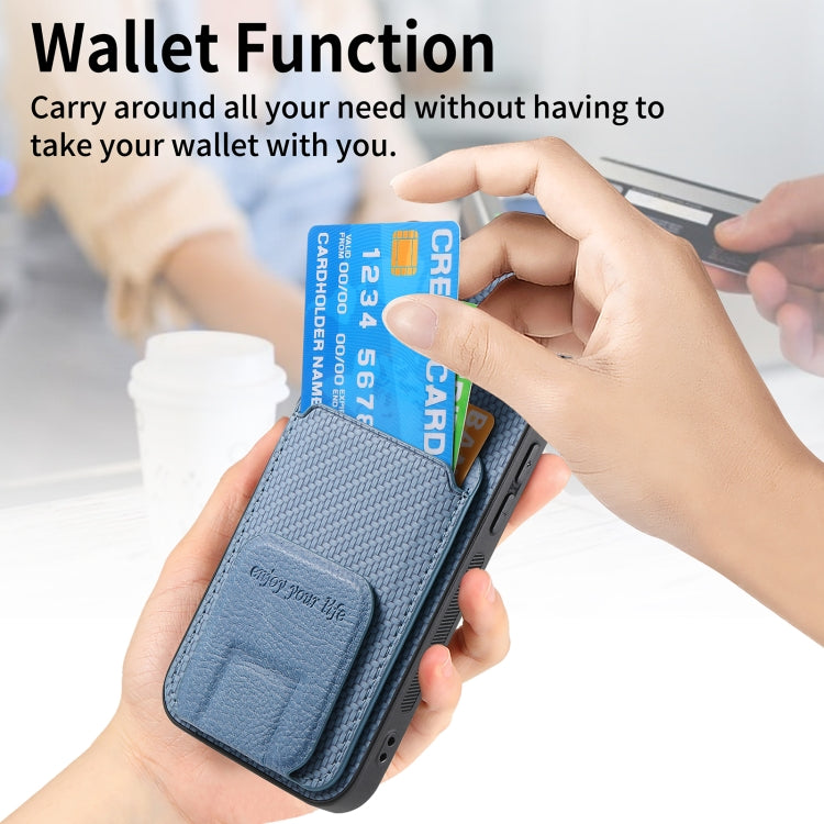 Carbon Fiber Card Bag Fold Stand Phone Case