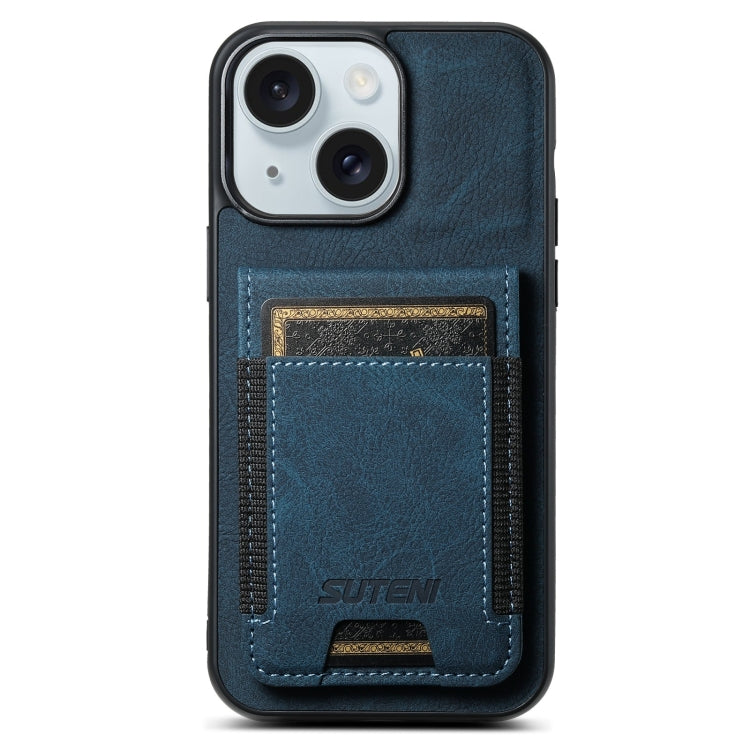 Suteni H03 Litchi Leather Card Bag Stand Back Phone Case, For iPhone 15, For iPhone 14 Plus, For iPhone 14, For iPhone 14 Pro