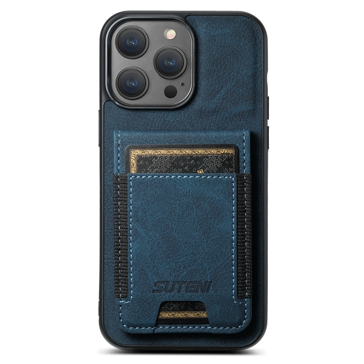 Suteni H03 Litchi Leather Card Bag Stand Back Phone Case, For iPhone 15, For iPhone 14 Plus, For iPhone 14, For iPhone 14 Pro