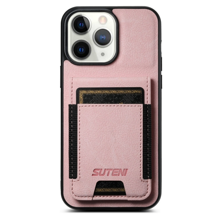 Suteni H03 Litchi Leather Card Bag Stand Back Phone Case, For iPhone 13 Pro Max, For iPhone 13 Pro, For iPhone 13, For iPhone 12 Pro Max, For iPhone 11 Pro Max, For iPhone 11