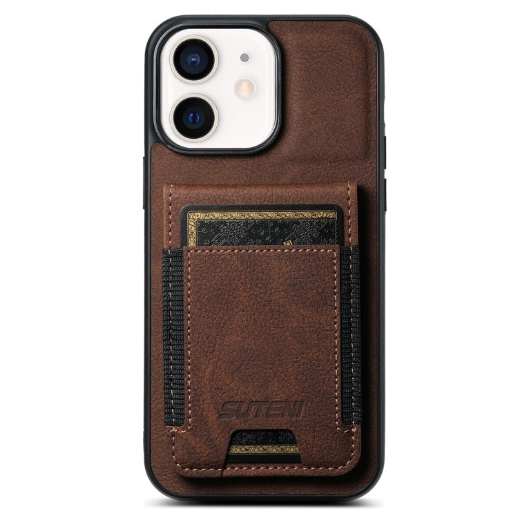 Suteni H03 Litchi Leather Card Bag Stand Back Phone Case, For iPhone 11 Pro, For iPhone 12 / 12 Pro