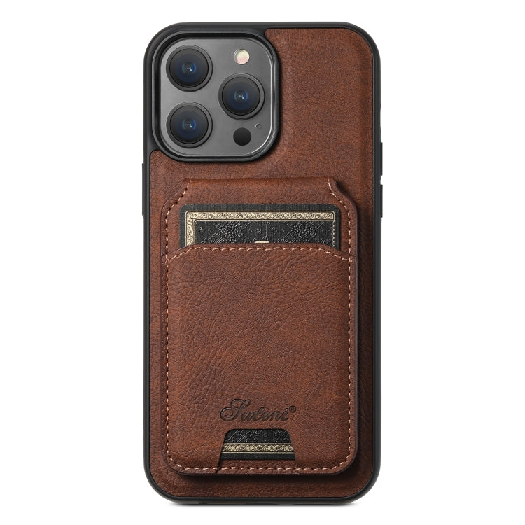 Suteni H17 Litchi Texture Leather MagSafe Detachable Wallet Phone Case, For iPhone 16 Pro Max, For iPhone 16 Pro, For iPhone 16 Plus, For iPhone 16, For iPhone 15 Pro Max, For iPhone 15 Pro, For iPhone 15 Plus, For iPhone 15