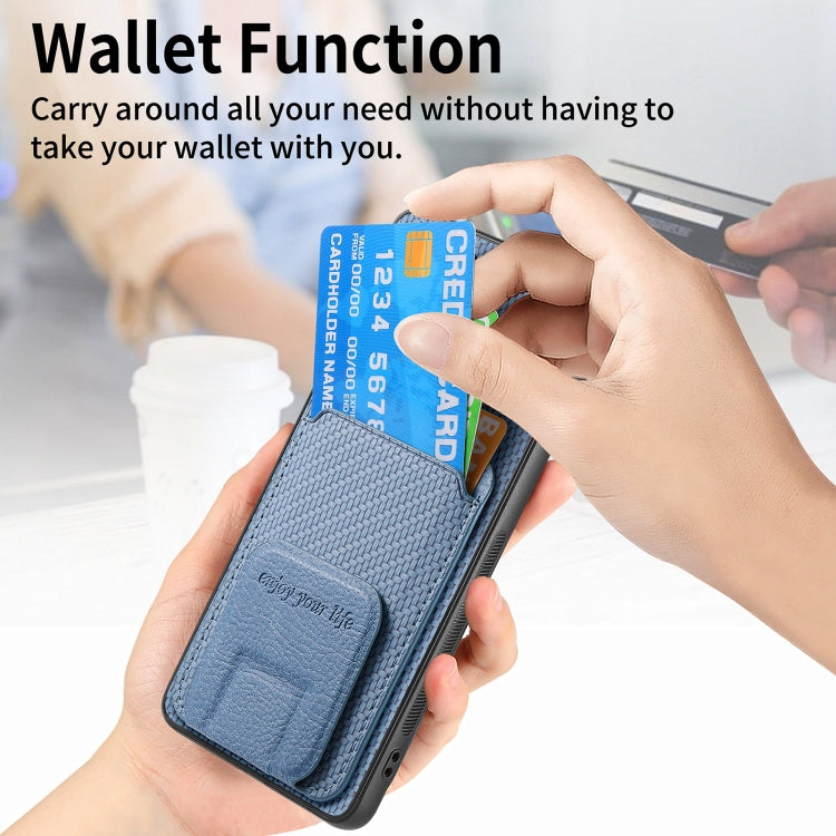Carbon Fiber Card Bag Fold Stand Phone Case