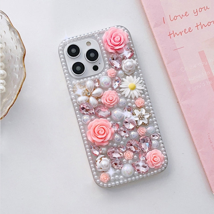 Rose Hand-set Diamond PC Phone Case, For iPhone 16 Pro Max, For iPhone 16 Pro, For iPhone 16 Plus, For iPhone 16, For iPhone 15 Pro Max, For iPhone 15 Pro, For iPhone 15 Plus, For iPhone 15, For iPhone 14 Plus, For iPhone 14, For iPhone 14 Pro