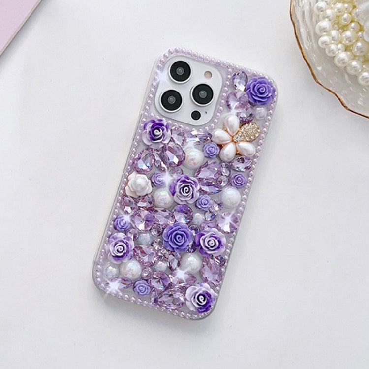 Rose Hand-set Diamond PC Phone Case, For iPhone 16 Pro Max, For iPhone 16 Pro, For iPhone 16 Plus, For iPhone 16, For iPhone 15 Pro Max, For iPhone 15 Pro, For iPhone 15 Plus, For iPhone 15, For iPhone 14 Plus, For iPhone 14, For iPhone 14 Pro