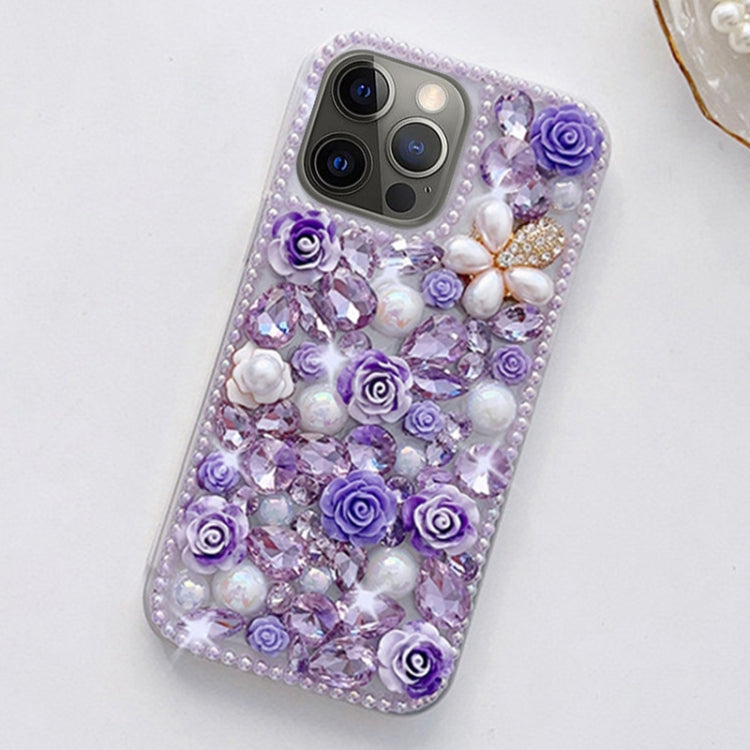 Rose Hand-set Diamond PC Phone Case, For iPhone 12, For iPhone 12 Pro Max, For iPhone 12 Pro, For iPhone 12 mini, For iPhone 11 Pro Max, For iPhone 11, For iPhone 11 Pro, For iPhone XR, For iPhone XS Max, For iPhone X / XS, For iPhone 7 Plus / 8 Plus