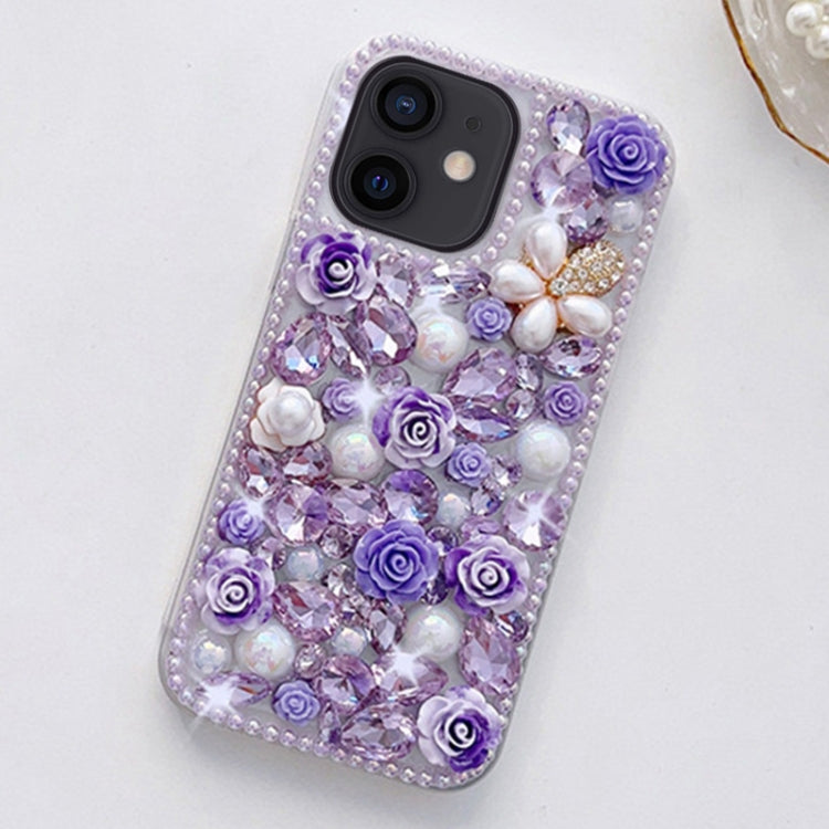 Rose Hand-set Diamond PC Phone Case, For iPhone 12, For iPhone 12 Pro Max, For iPhone 12 Pro, For iPhone 12 mini, For iPhone 11 Pro Max, For iPhone 11, For iPhone 11 Pro, For iPhone XR, For iPhone XS Max, For iPhone X / XS, For iPhone 7 Plus / 8 Plus