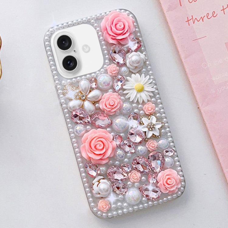 Rose Hand-set Diamond PC Phone Case, For iPhone 16e, For iPhone 16 Pro Max, For iPhone 16 Pro, For iPhone 16 Plus, For iPhone 16, For iPhone 15 Pro Max, For iPhone 15 Pro, For iPhone 15 Plus, For iPhone 15, For iPhone 14 Plus, For iPhone 14������������...