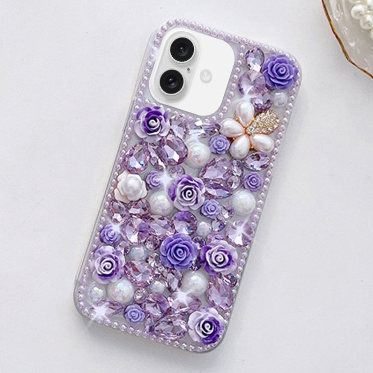 Rose Hand-set Diamond PC Phone Case, For iPhone 16e, For iPhone 16 Pro Max, For iPhone 16 Pro, For iPhone 16 Plus, For iPhone 16, For iPhone 15 Pro Max, For iPhone 15 Pro, For iPhone 15 Plus, For iPhone 15, For iPhone 14 Plus, For iPhone 14������������...
