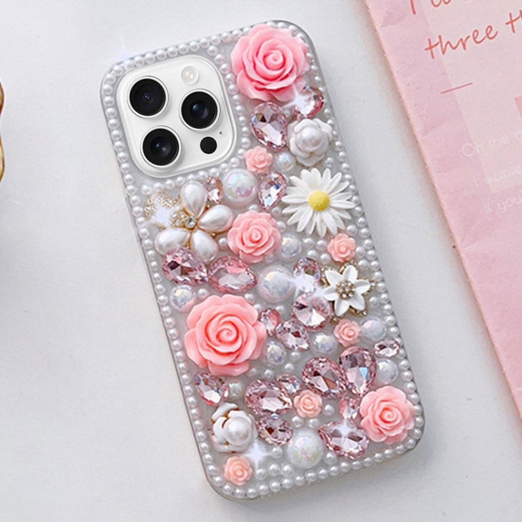 Rose Hand-set Diamond PC Phone Case, For iPhone 16e, For iPhone 16 Pro Max, For iPhone 16 Pro, For iPhone 16 Plus, For iPhone 16, For iPhone 15 Pro Max, For iPhone 15 Pro, For iPhone 15 Plus, For iPhone 15, For iPhone 14 Plus, For iPhone 14������������...
