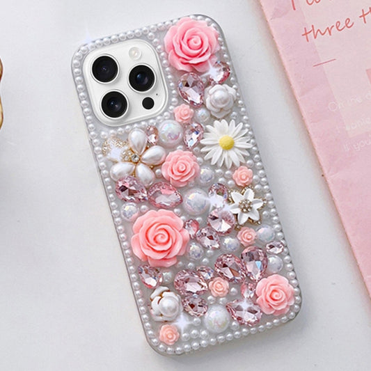 Rose Hand-set Diamond PC Phone Case, For iPhone 16 Pro Max, For iPhone 16 Pro, For iPhone 16 Plus, For iPhone 16, For iPhone 15 Pro Max, For iPhone 15 Pro, For iPhone 15 Plus, For iPhone 15, For iPhone 14 Plus, For iPhone 14, For iPhone 14 Pro