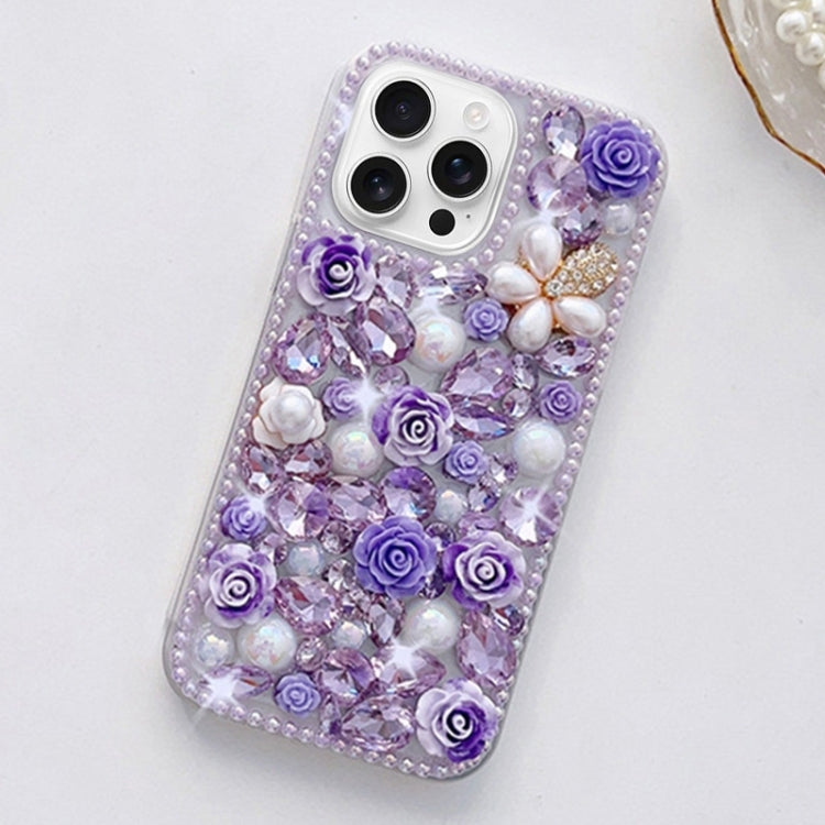 Rose Hand-set Diamond PC Phone Case, For iPhone 16e, For iPhone 16 Pro Max, For iPhone 16 Pro, For iPhone 16 Plus, For iPhone 16, For iPhone 15 Pro Max, For iPhone 15 Pro, For iPhone 15 Plus, For iPhone 15, For iPhone 14 Plus, For iPhone 14������������...