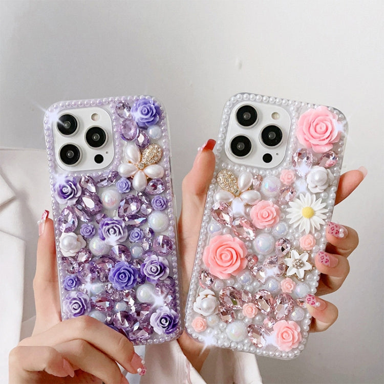 Rose Hand-set Diamond PC Phone Case, For iPhone 16 Pro Max, For iPhone 16 Pro, For iPhone 16 Plus, For iPhone 16, For iPhone 15 Pro Max, For iPhone 15 Pro, For iPhone 15 Plus, For iPhone 15, For iPhone 14 Plus, For iPhone 14, For iPhone 14 Pro