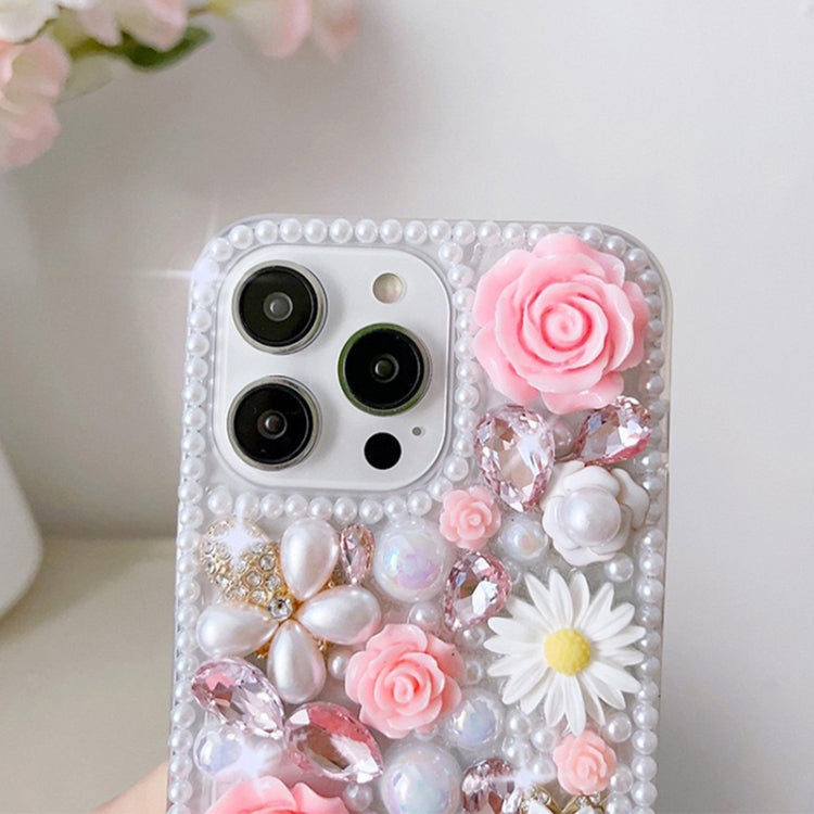 Rose Hand-set Diamond PC Phone Case, For iPhone 16 Pro Max, For iPhone 16 Pro, For iPhone 16 Plus, For iPhone 16, For iPhone 15 Pro Max, For iPhone 15 Pro, For iPhone 15 Plus, For iPhone 15, For iPhone 14 Plus, For iPhone 14, For iPhone 14 Pro