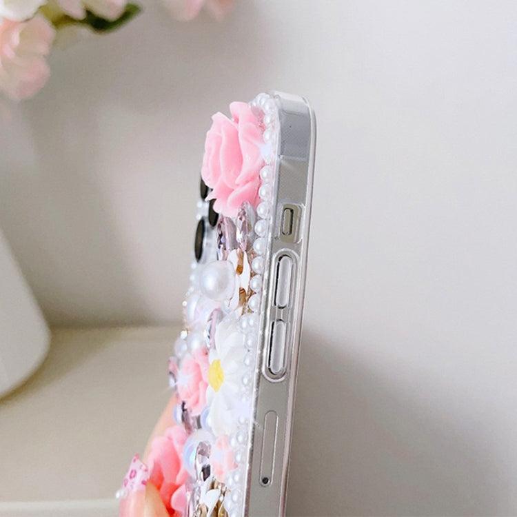 Rose Hand-set Diamond PC Phone Case, For iPhone 16 Pro Max, For iPhone 16 Pro, For iPhone 16 Plus, For iPhone 16, For iPhone 15 Pro Max, For iPhone 15 Pro, For iPhone 15 Plus, For iPhone 15, For iPhone 14 Plus, For iPhone 14, For iPhone 14 Pro