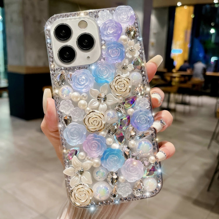 Rose Hand-set Pearl Diamond PC Phone Case, For iPhone 12, For iPhone 12 Pro Max, For iPhone 12 Pro, For iPhone 12 mini, For iPhone 11 Pro Max, For iPhone 11, For iPhone 11 Pro, For iPhone XR