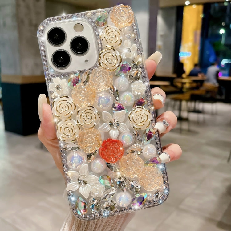 Rose Hand-set Pearl Diamond PC Phone Case, For iPhone 12, For iPhone 12 Pro Max, For iPhone 12 Pro, For iPhone 12 mini, For iPhone 11 Pro Max, For iPhone 11, For iPhone 11 Pro, For iPhone XR