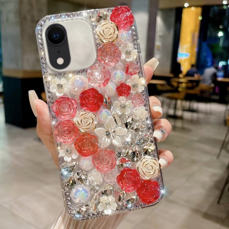 Rose Hand-set Pearl Diamond PC Phone Case, For iPhone 12, For iPhone 12 Pro Max, For iPhone 12 Pro, For iPhone 12 mini, For iPhone 11 Pro Max, For iPhone 11, For iPhone 11 Pro, For iPhone XR