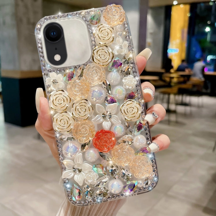 Rose Hand-set Pearl Diamond PC Phone Case, For iPhone 12, For iPhone 12 Pro Max, For iPhone 12 Pro, For iPhone 12 mini, For iPhone 11 Pro Max, For iPhone 11, For iPhone 11 Pro, For iPhone XR