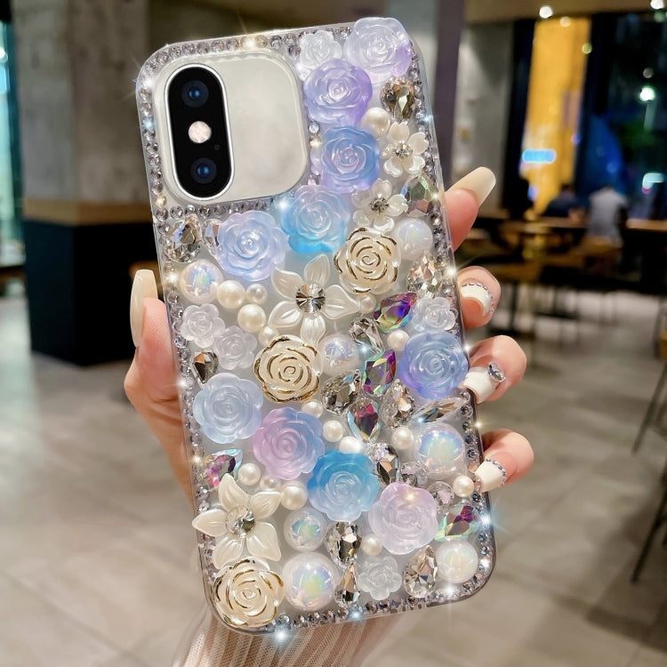 Rose Hand-set Pearl Diamond PC Phone Case, For iPhone XS Max, For iPhone X / XS, For iPhone 7 Plus / 8 Plus, For iPhone 7 / 8