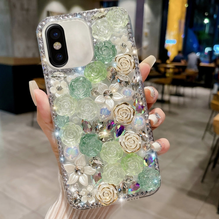 Rose Hand-set Pearl Diamond PC Phone Case, For iPhone XS Max, For iPhone X / XS, For iPhone 7 Plus / 8 Plus, For iPhone 7 / 8