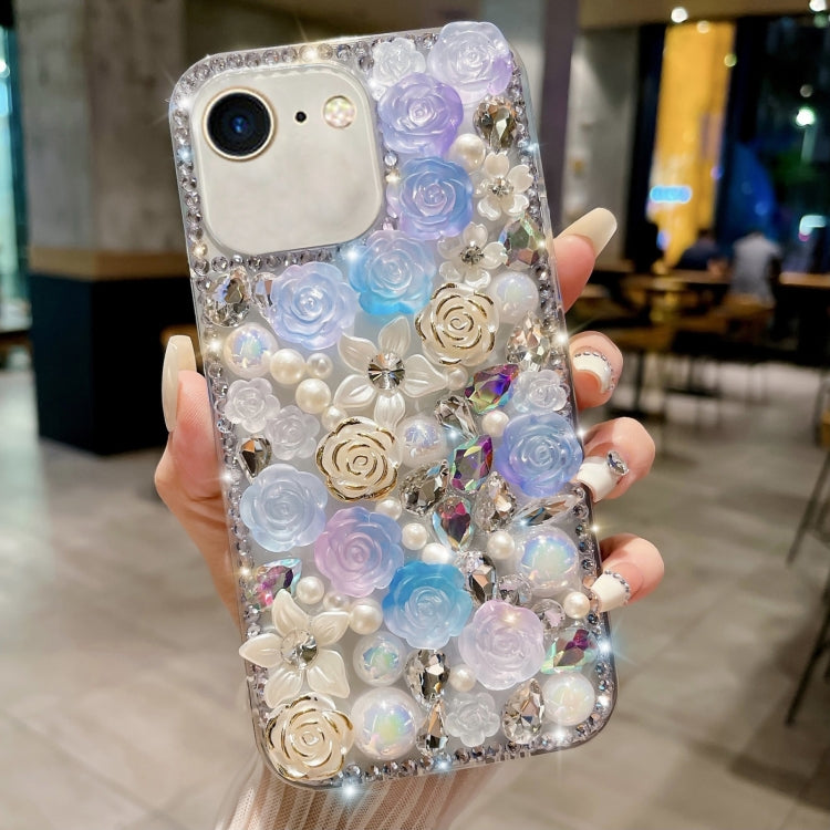 Rose Hand-set Pearl Diamond PC Phone Case, For iPhone XS Max, For iPhone X / XS, For iPhone 7 Plus / 8 Plus, For iPhone 7 / 8