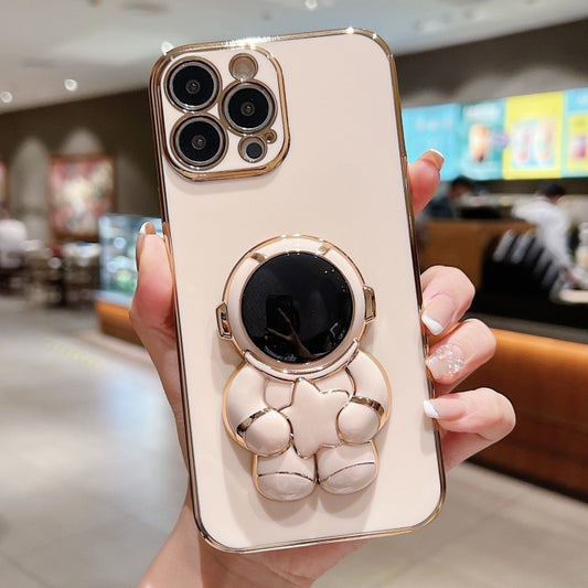 Embrace Stars Electroplating Astronaut Holder Phone Case, For iPhone 15 Pro Max, For iPhone 15 Pro, For iPhone 15 Plus, For iPhone 15