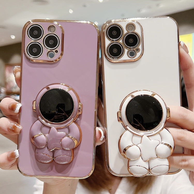 Embrace Stars Electroplating Astronaut Holder Phone Case, For iPhone 15 Pro Max, For iPhone 15 Pro, For iPhone 15 Plus, For iPhone 15