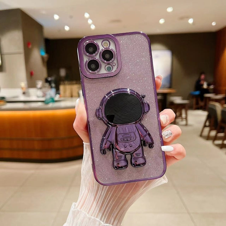 Glitter Electroplating Astronaut Holder Phone Case, For iPhone 15 Pro, For iPhone 15 Plus, For iPhone 15, For iPhone 14 Plus, For iPhone 14