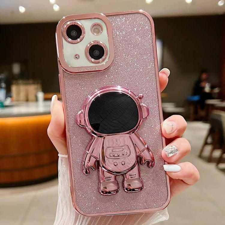 Glitter Electroplating Astronaut Holder Phone Case, For iPhone 15 Pro, For iPhone 15 Plus, For iPhone 15, For iPhone 14 Plus, For iPhone 14