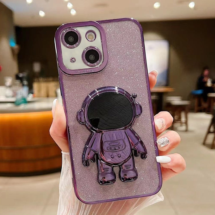 Glitter Electroplating Astronaut Holder Phone Case, For iPhone 15 Pro, For iPhone 15 Plus, For iPhone 15, For iPhone 14 Plus, For iPhone 14