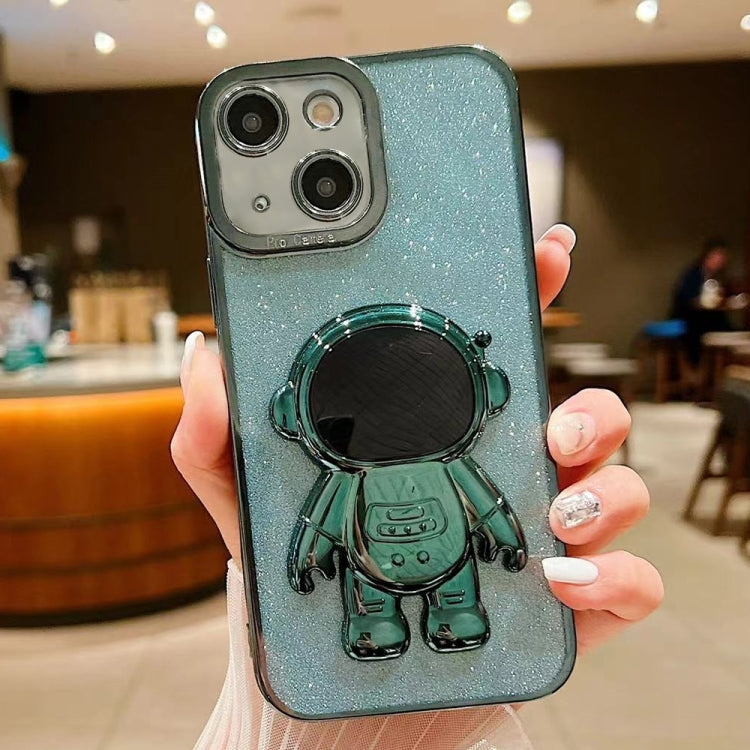 Glitter Electroplating Astronaut Holder Phone Case, For iPhone 15 Pro, For iPhone 15 Plus, For iPhone 15, For iPhone 14 Plus, For iPhone 14