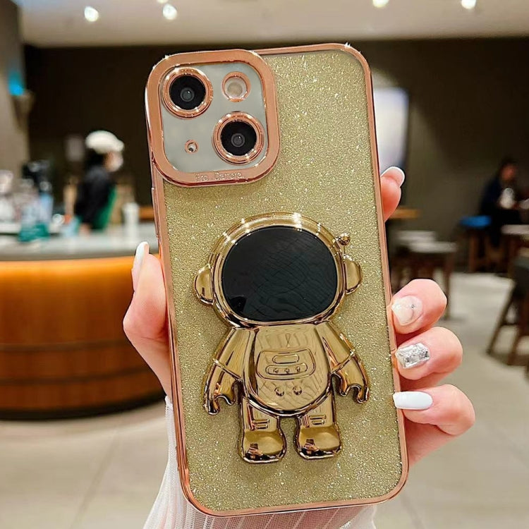 Glitter Electroplating Astronaut Holder Phone Case, For iPhone 15 Pro, For iPhone 15 Plus, For iPhone 15, For iPhone 14 Plus, For iPhone 14