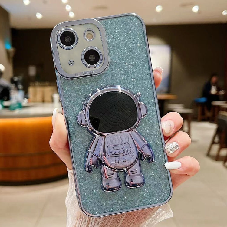 Glitter Electroplating Astronaut Holder Phone Case, For iPhone 15 Pro, For iPhone 15 Plus, For iPhone 15, For iPhone 14 Plus, For iPhone 14