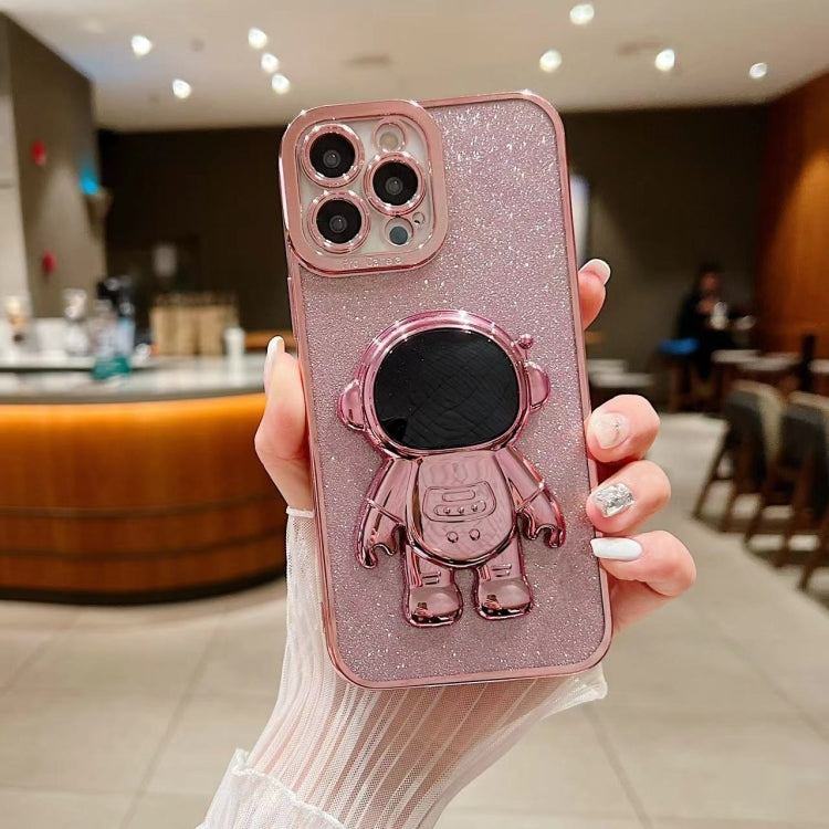 Glitter Electroplating Astronaut Holder Phone Case, For iPhone 14 Pro, For iPhone 14 Pro Max, For iPhone 13 Pro Max, For iPhone 13 Pro, For  iPhone 13