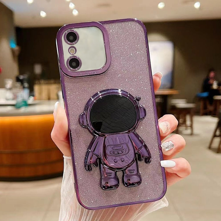 Glitter Electroplating Astronaut Holder Phone Case, For iPhone 11 Pro, For iPhone XR, For iPhone XS Max, For iPhone X / XS