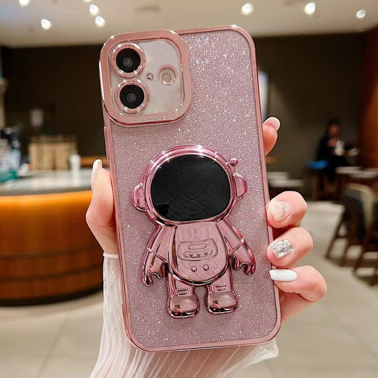 Glitter Electroplating Astronaut Holder Phone Case, For iPhone 16 Pro Max, For iPhone 16 Pro, For iPhone 16 Plus, For iPhone 16, For iPhone 15 Pro Max