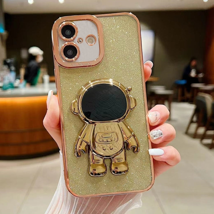 Glitter Electroplating Astronaut Holder Phone Case, For iPhone 16 Pro Max, For iPhone 16 Pro, For iPhone 16 Plus, For iPhone 16, For iPhone 15 Pro Max