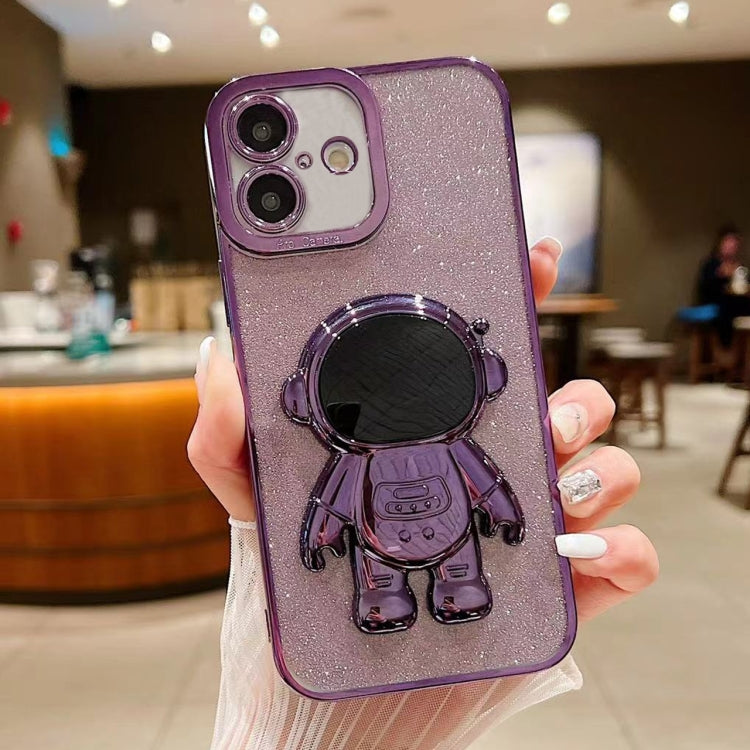 Glitter Electroplating Astronaut Holder Phone Case, For iPhone 16 Pro Max, For iPhone 16 Pro, For iPhone 16 Plus, For iPhone 16, For iPhone 15 Pro Max