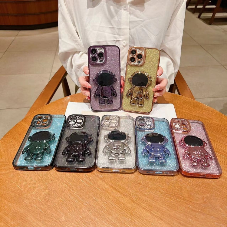 Glitter Electroplating Astronaut Holder Phone Case, For iPhone 11 Pro, For iPhone XR, For iPhone XS Max, For iPhone X / XS