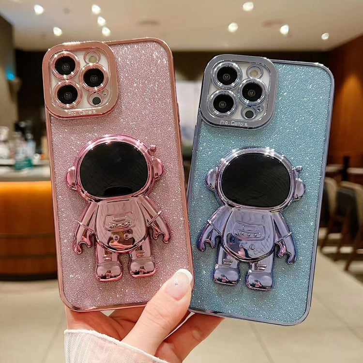 Glitter Electroplating Astronaut Holder Phone Case, For iPhone 11 Pro, For iPhone XR, For iPhone XS Max, For iPhone X / XS