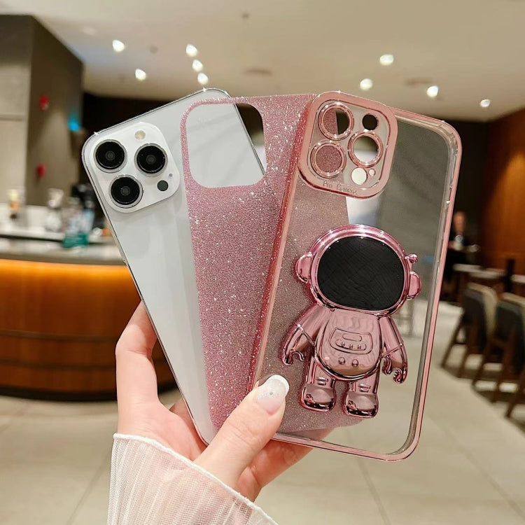 Glitter Electroplating Astronaut Holder Phone Case, For iPhone 15 Pro, For iPhone 15 Plus, For iPhone 15, For iPhone 14 Plus, For iPhone 14