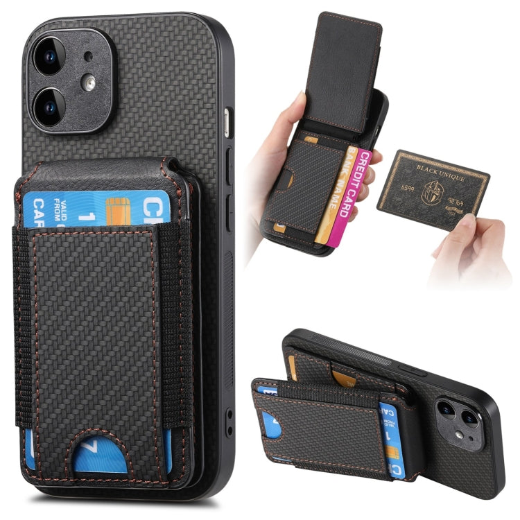 Carbon Fiber Vertical Flip Wallet Stand Phone Case, For iPhone 11 Pro Max, For iPhone 11, For iPhone 11 Pro, For iPhone XR, For iPhone XS Max, For iPhone 7 / 8 / SE 2022