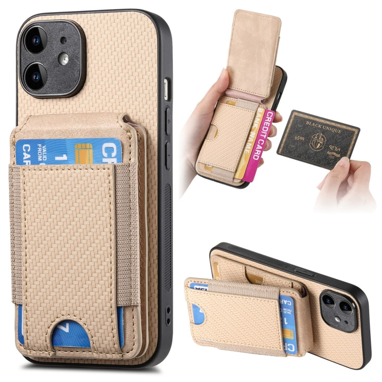 Carbon Fiber Vertical Flip Wallet Stand Phone Case, For iPhone 11 Pro Max, For iPhone 11, For iPhone 11 Pro, For iPhone XR, For iPhone XS Max, For iPhone 7 / 8 / SE 2022