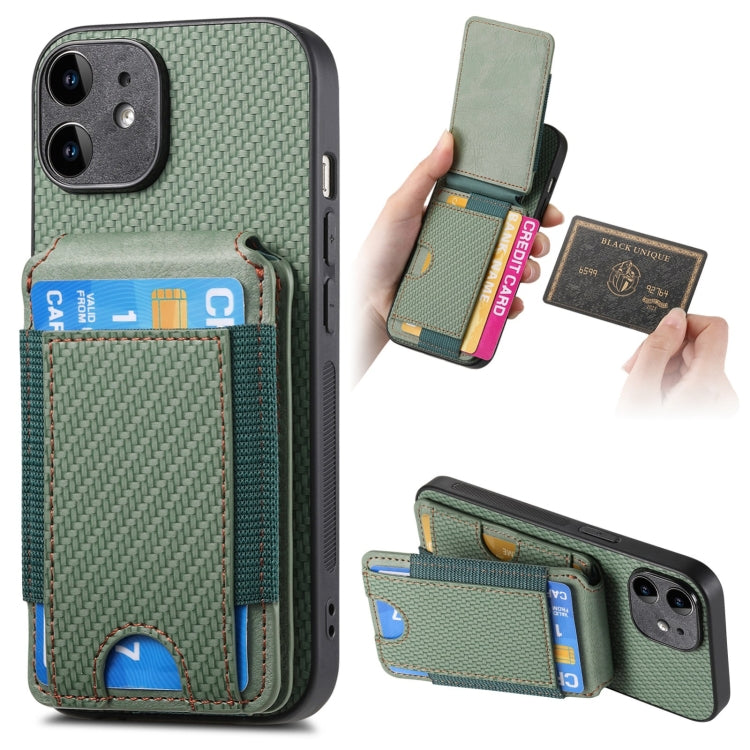 Carbon Fiber Vertical Flip Wallet Stand Phone Case, For iPhone 11 Pro Max, For iPhone 11, For iPhone 11 Pro, For iPhone XR, For iPhone XS Max, For iPhone 7 / 8 / SE 2022