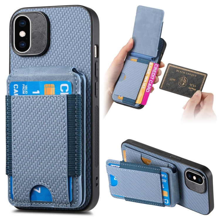 Carbon Fiber Vertical Flip Wallet Stand Phone Case, For iPhone 11 Pro Max, For iPhone 11, For iPhone 11 Pro, For iPhone XR, For iPhone XS Max, For iPhone 7 / 8 / SE 2022