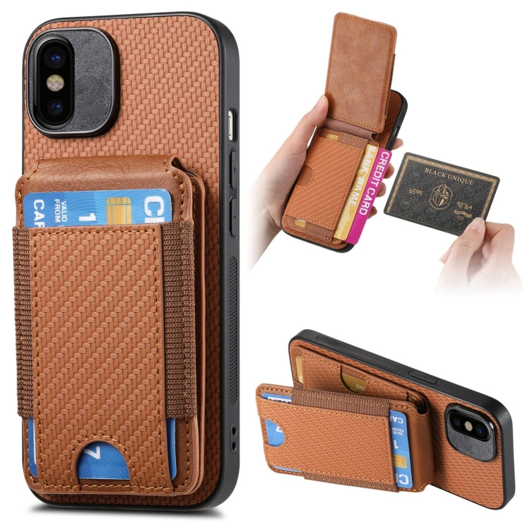 Carbon Fiber Vertical Flip Wallet Stand Phone Case