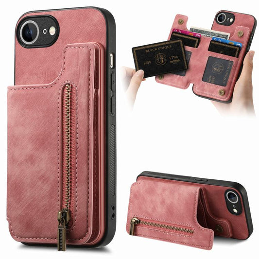 Retro Leather Zipper Wallet Back Phone Case, iPhone 16e, For iPhone 14 Plus, For iPhone 14, For iPhone 14 Pro