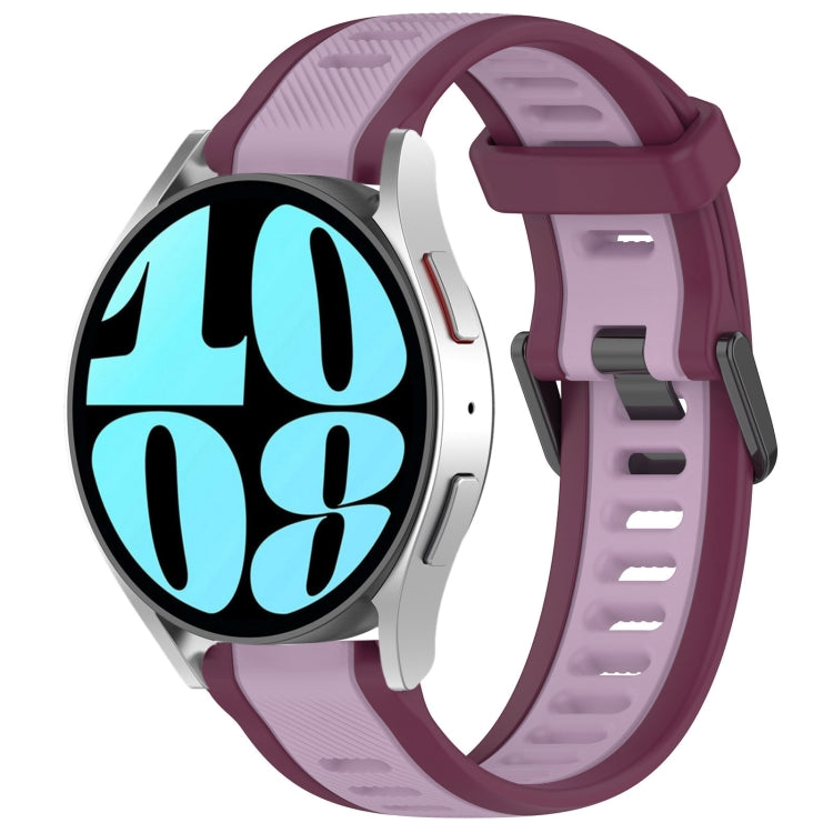 20mm Two Color Textured Silicone Watch Band, For Samsung Galaxy Watch 6 40mm, For Samsung Galaxy Watch 6 Classic 43mm