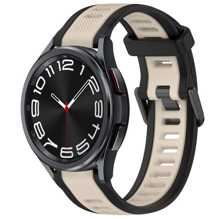 20mm Two Color Textured Silicone Watch Band, For Samsung Galaxy Watch 6 Classic 47mm, For Samsung Galaxy Watch 6 44mm
